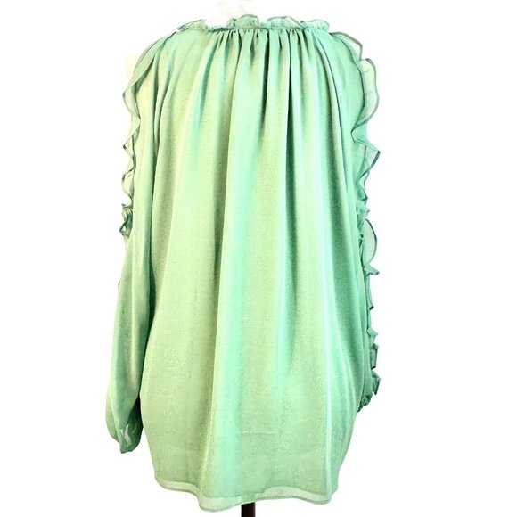 1. State Top Women's 2X Green Preble Cold Shoulder Long Sleeve V-neck NWT - Picture 4 of 10
